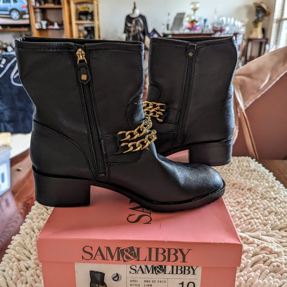 NIB Sam & Libby black Liam style ankle boots   SZ 10 - Picture 5 of 15